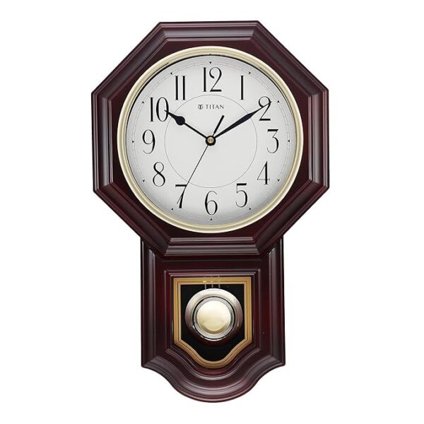 Classic Wooden Pendulum Wall Clock with Westminster Chime, Silent Sweep, Model W0071PM01 | 47.4 cm x 29.8 cm x 7.7 cm