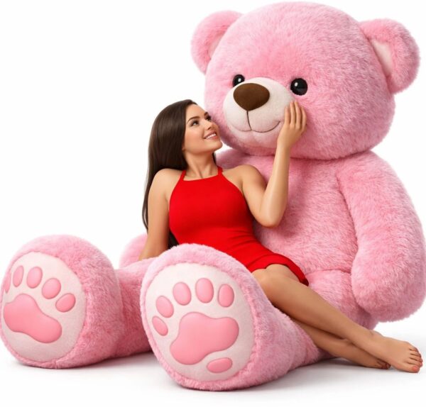 vtb retail stuffed toys 4 feet pink teddy bear / high quality / love teddy For girls valentine & Anniversary gift / cute and soft teddy bear -122 cm (Pink)  - 48 inch (Pink)