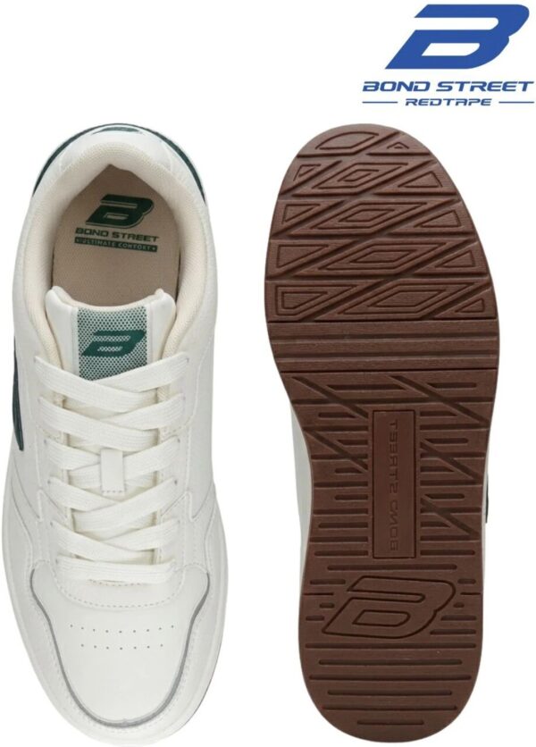 Bond Street By Red Tape Men's Casual Sneakers | Stylish & Comfortable Sneakers For Men (Off White, Green , 9)