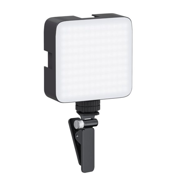 Amazon Basics Camera Video Light with Clip and 3 Cold Shoe Connector | 120 LED Beads | Dimmable & Rechargeable Battery | Useful for Photography, Live Streaming, Makeup, Video Meeting