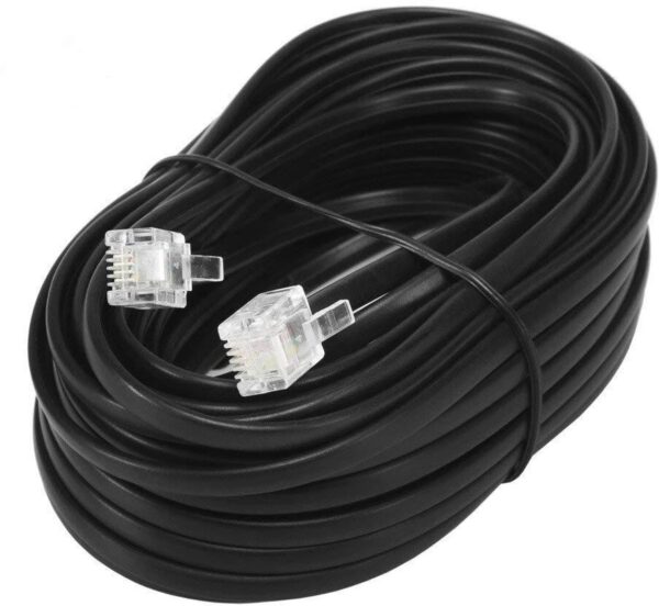 EXPERTRONICS Power Cord 8 m 8 Meter Telephone Landline Extension Cord Cable Landline Wire (Compatible with fax, modems, Connects telephones, Black) (Compatible with LANDLINE PHONE, ALL TYPE LAND LINE PHONE, Black, NA)